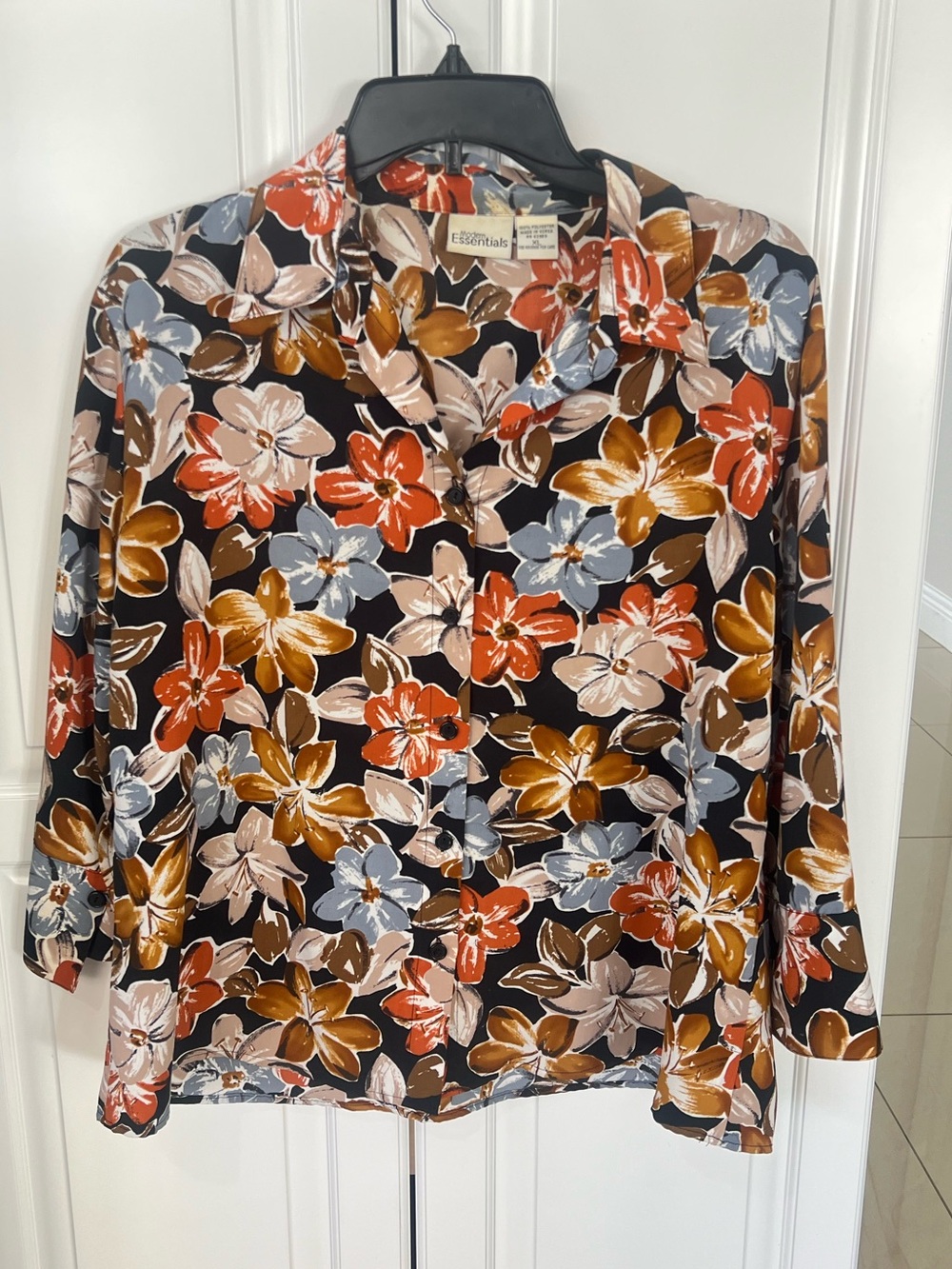 Modern Essentials Floral Button-down Blouse Womens size XL